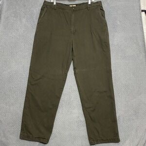 VTG Woolrich Flannel Lined Chino Pants Men's 38x30 Dark Loden Green Workwear